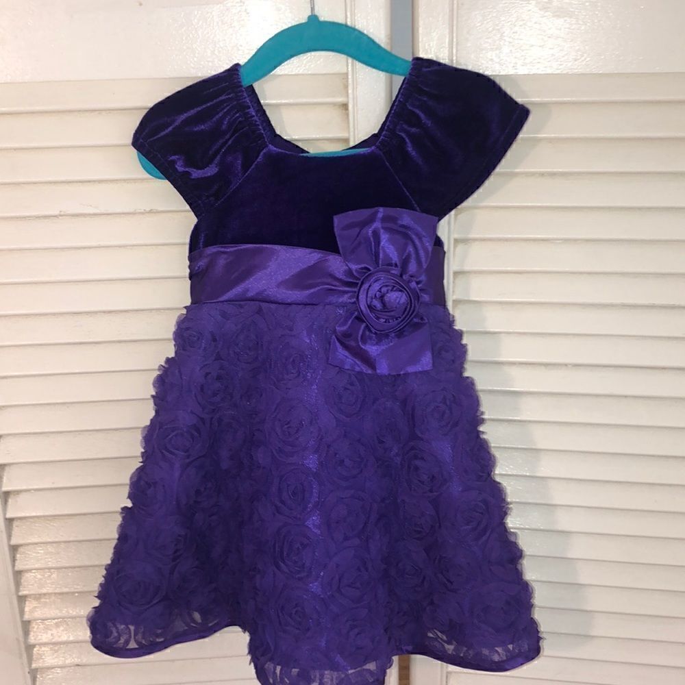 Floral Chiffon & Velvet Dress with crinoline back tie & buttons by Jona Michelle